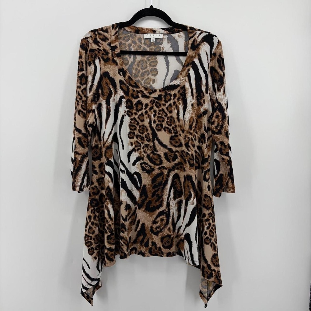 Chaus Leopard and Zebra Print Blouse - Brown and Black